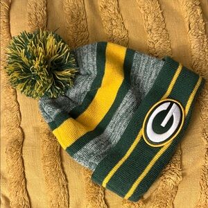 New Era Green Bay Packers Green and Yellow Pom Beanie